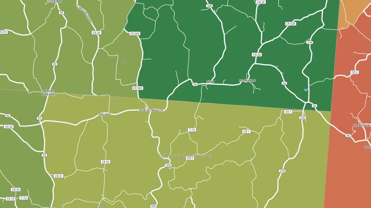 New Plymouth, OH Map of Murder Rates