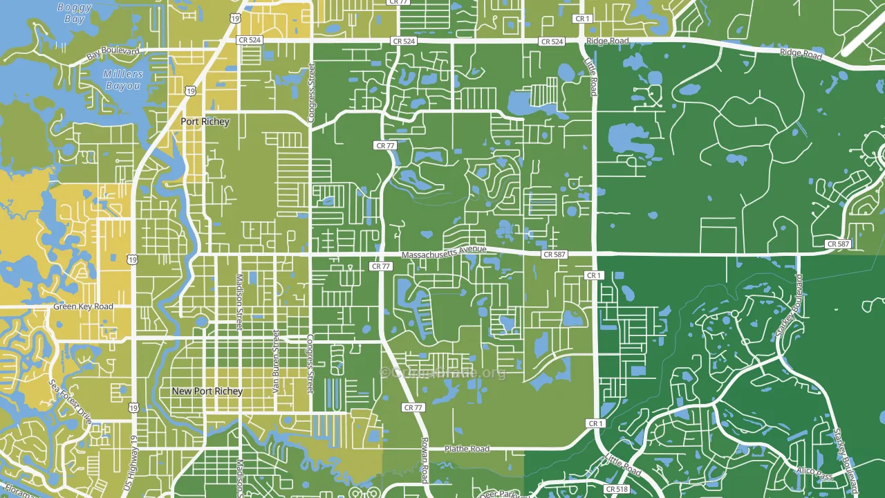 New Port Richey East, FL Map of Murder Rates