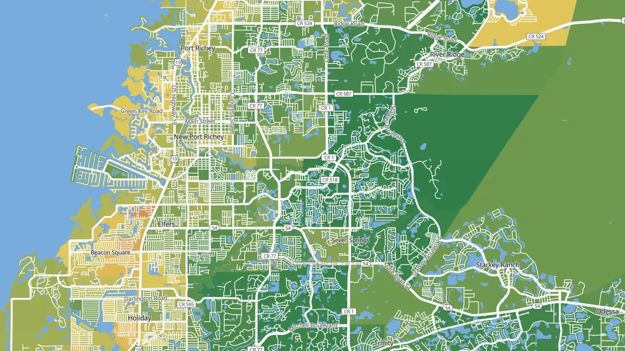 New Port Richey, FL Map of Murder Rates