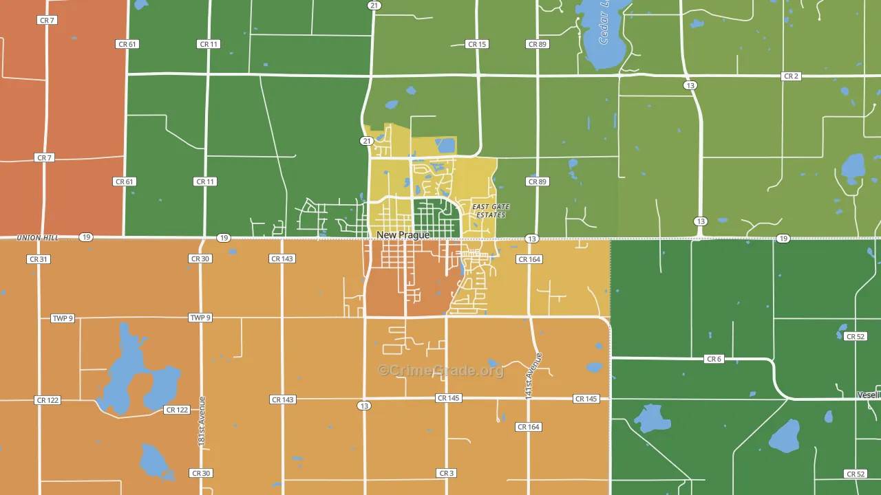 New Prague, MN Map of Murder Rates