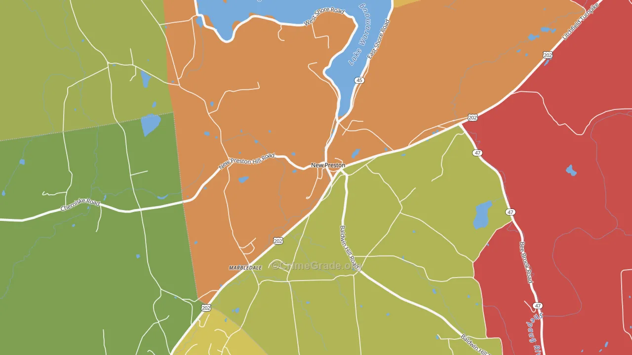 New Preston, CT Map of Murder Rates