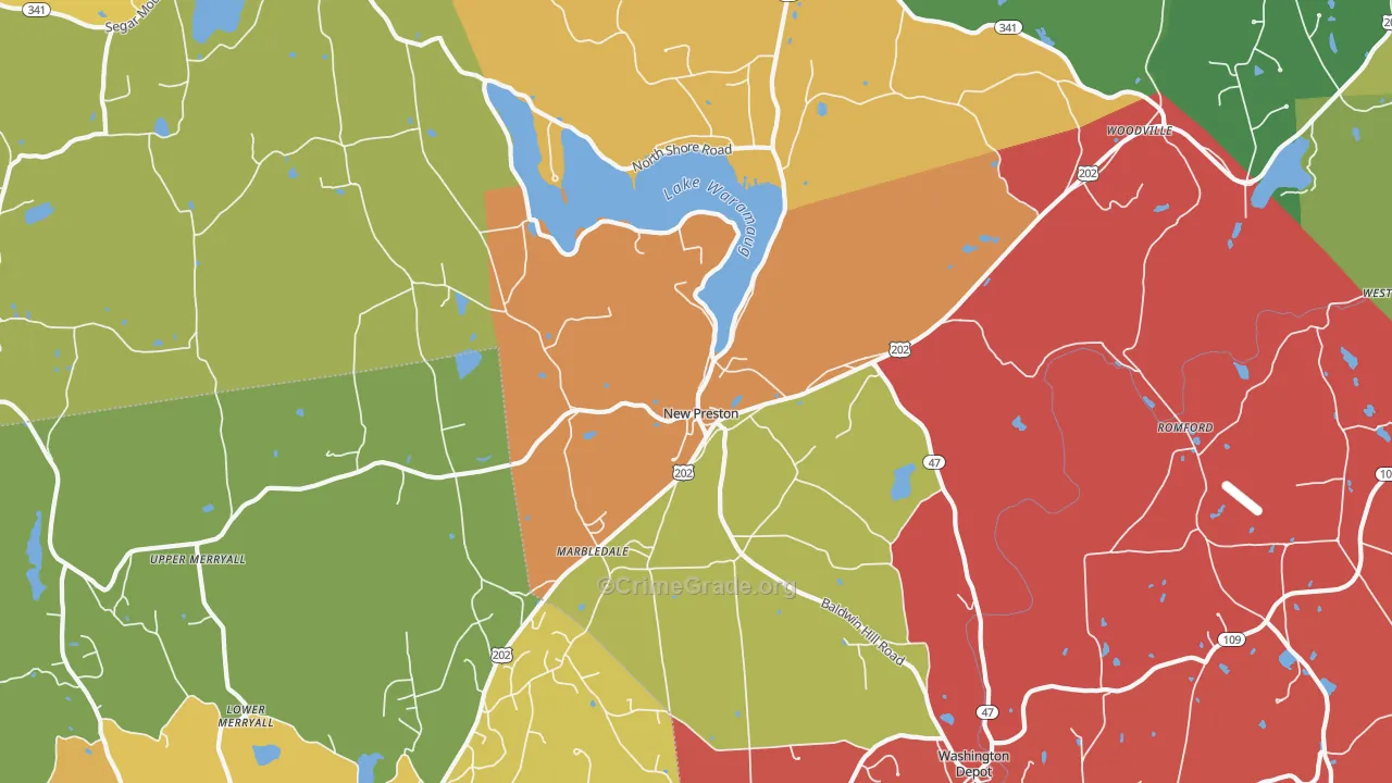 New Preston-Marble Dale, CT Map of Murder Rates