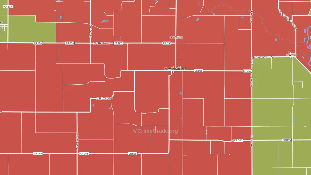 New Providence, IA Map of Murder Rates