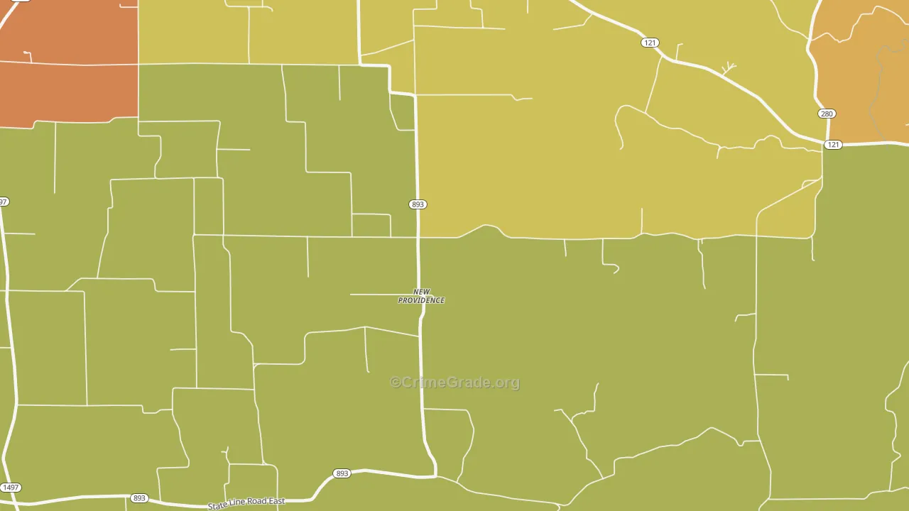 New Providence, KY Map of Murder Rates