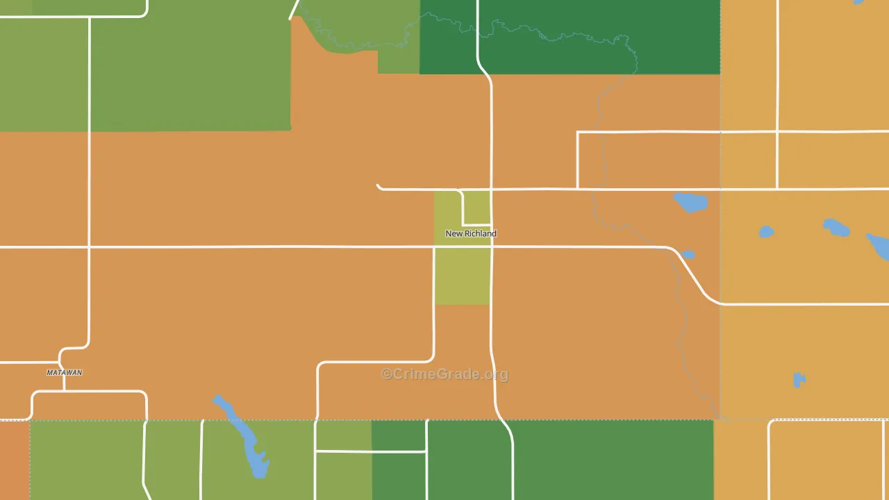 New Richland, MN Map of Murder Rates