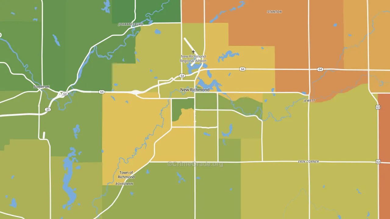 New Richmond, WI Map of Murder Rates
