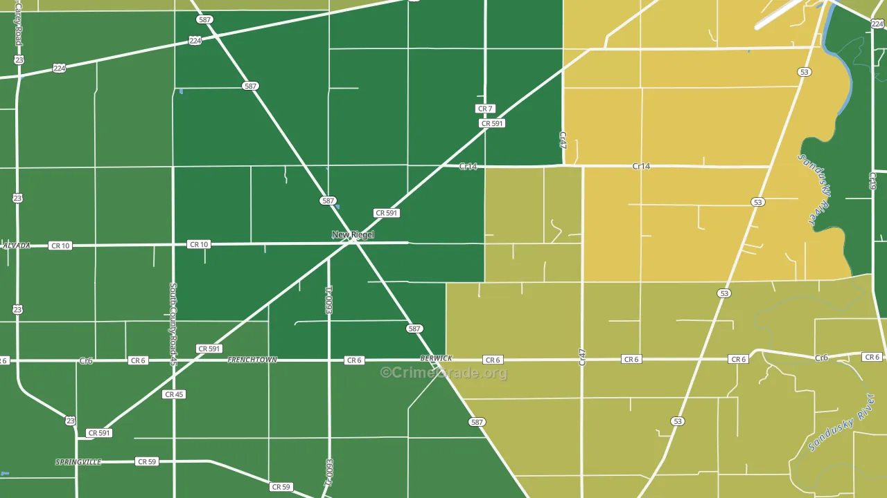 New Riegel, OH Map of Murder Rates