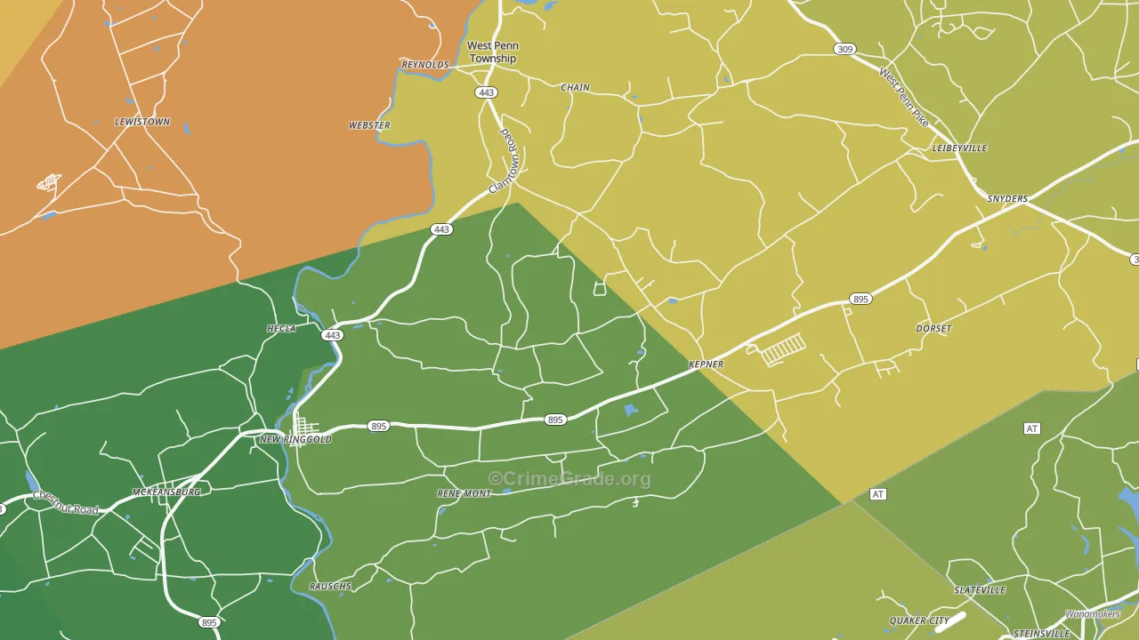 New Ringgold, PA Map of Murder Rates