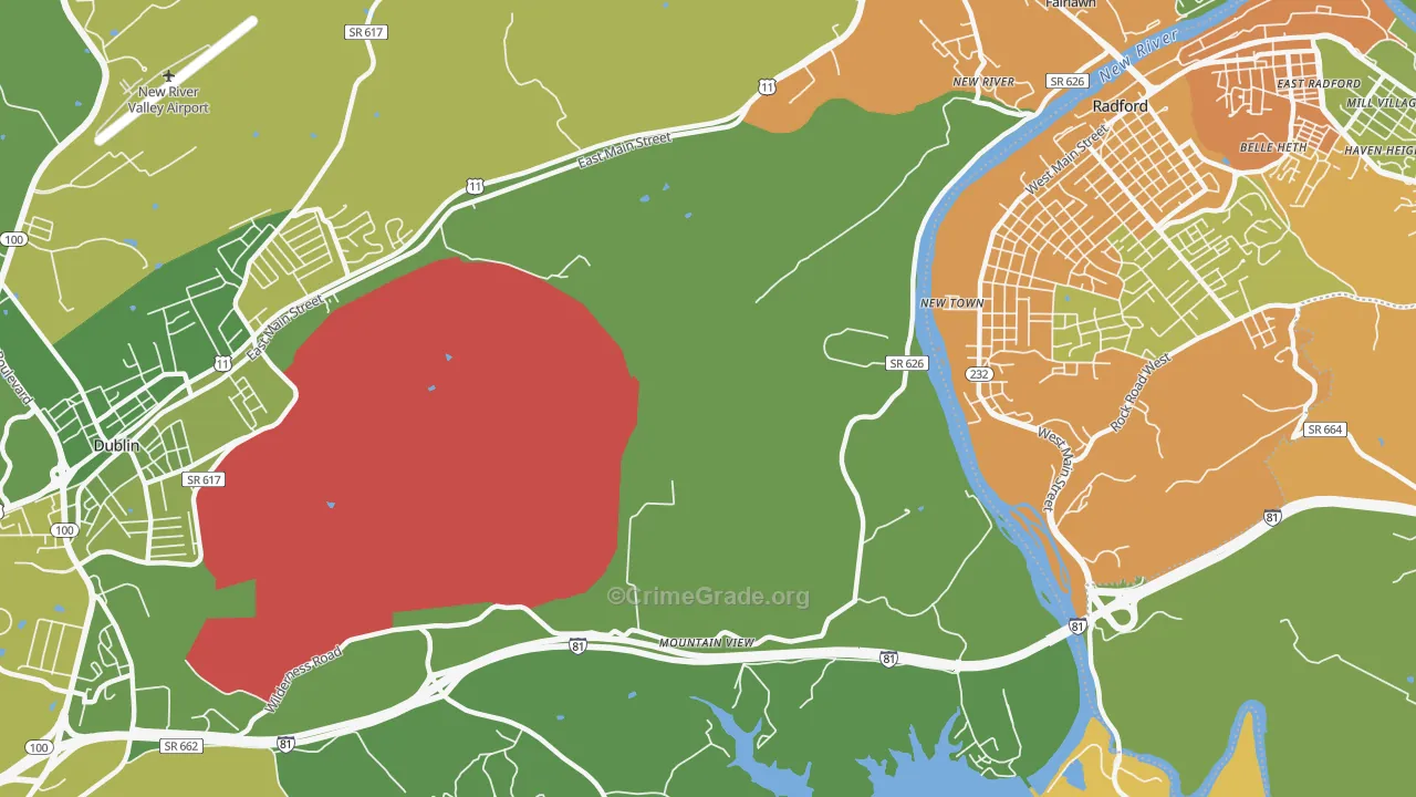 New River, VA Map of Murder Rates