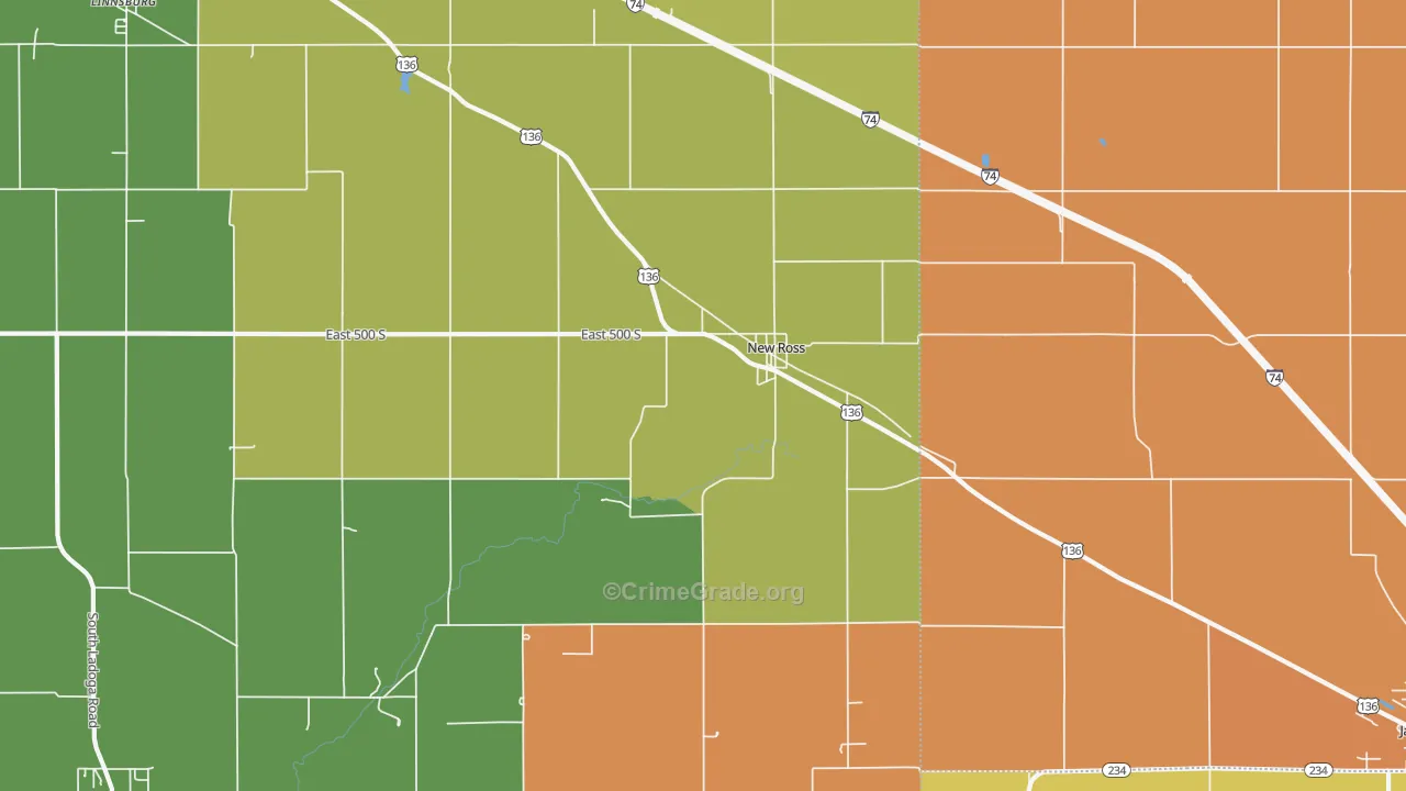 New Ross, IN Map of Murder Rates