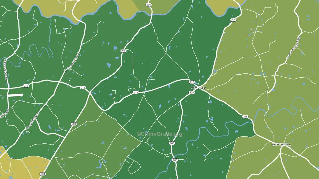 New Salem, NC Map of Murder Rates