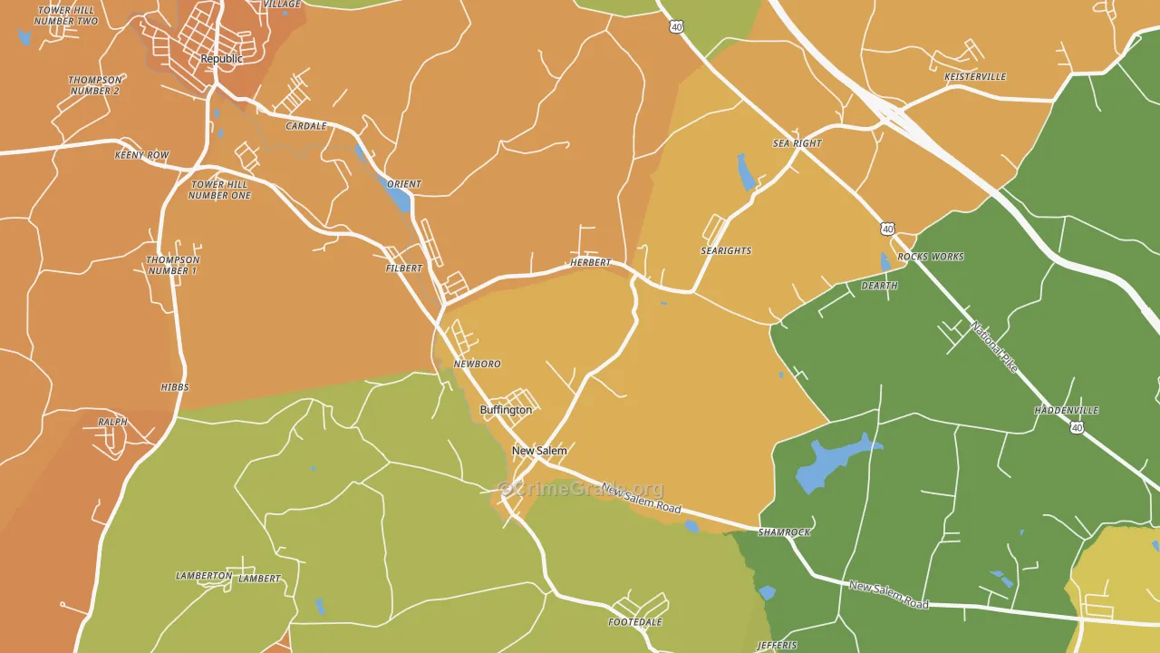 New Salem, PA Map of Murder Rates