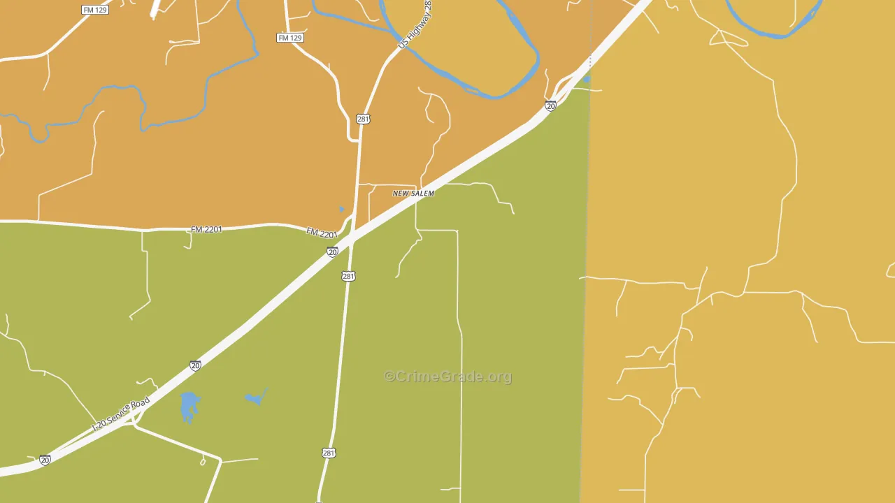New Salem, TX Map of Murder Rates