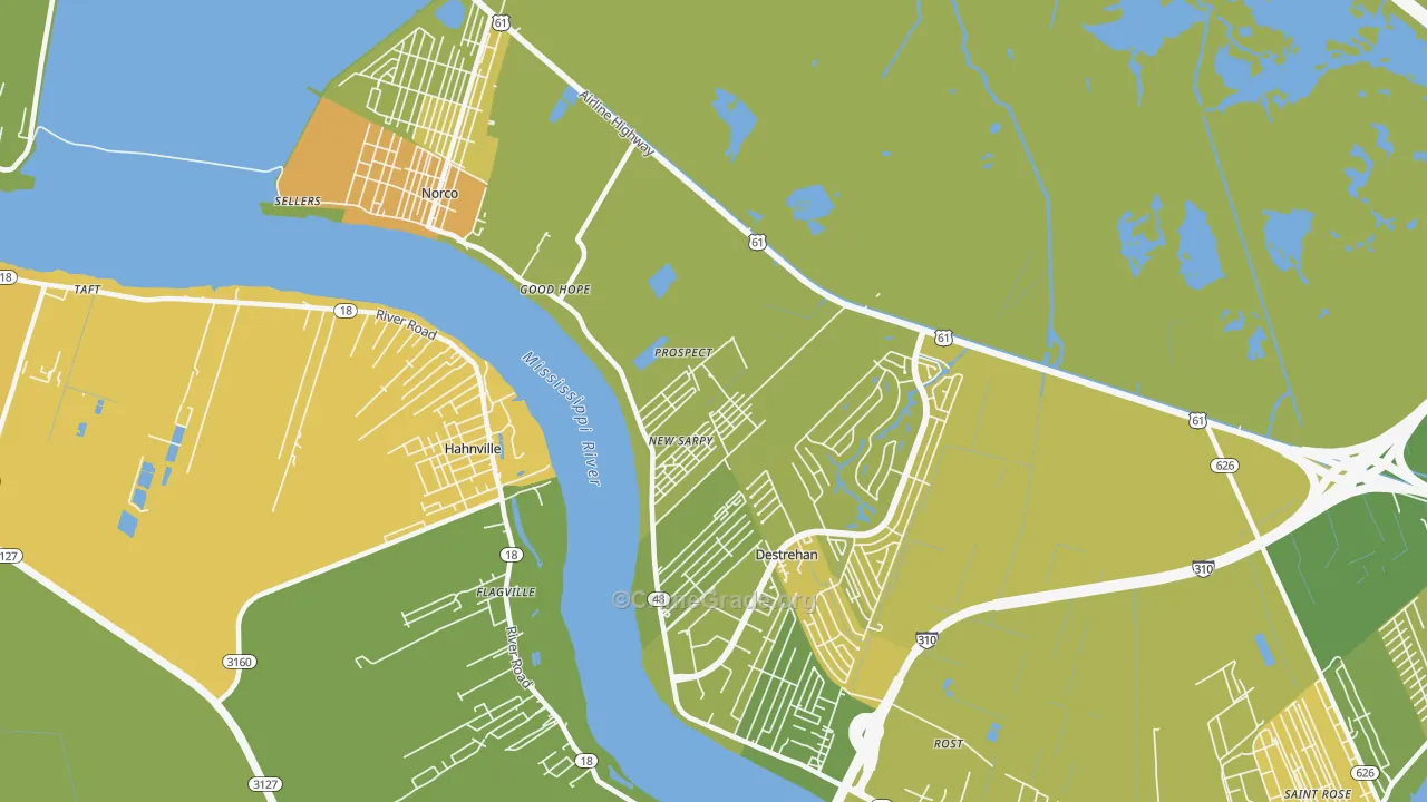 New Sarpy, LA Map of Murder Rates