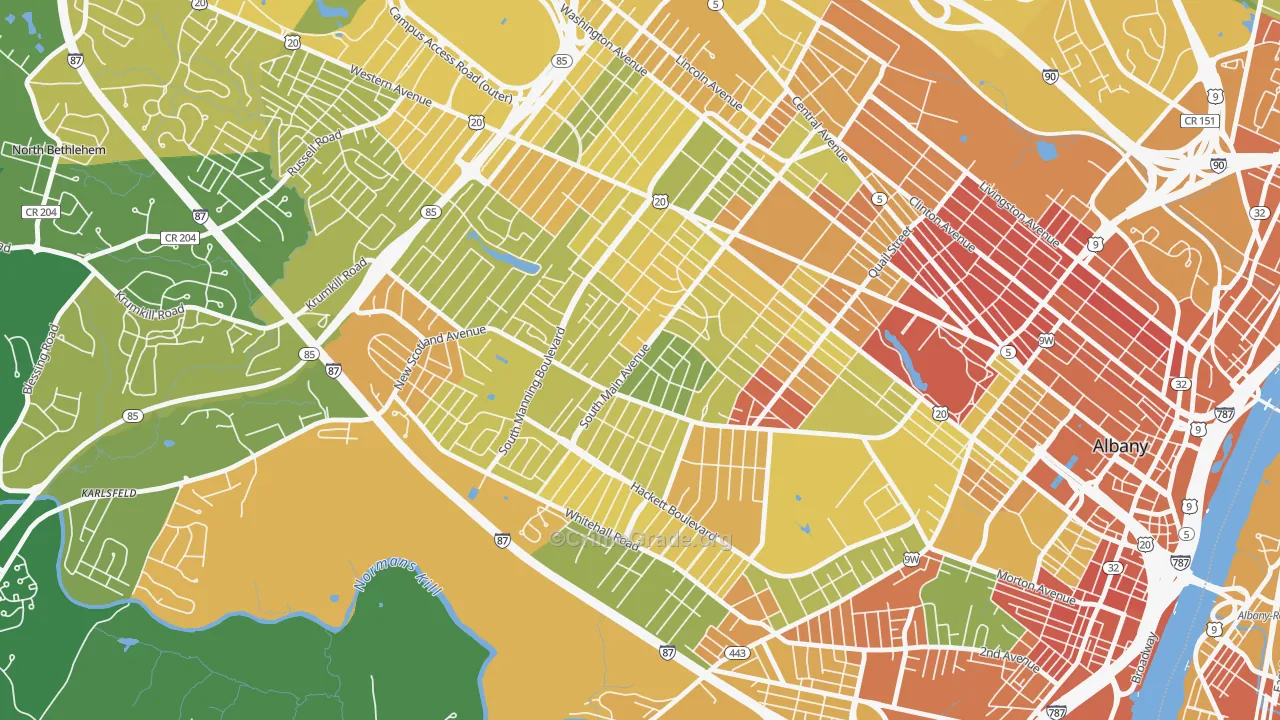 New Scotland-Woodlawn, Albany, NY Map of Murder Rates