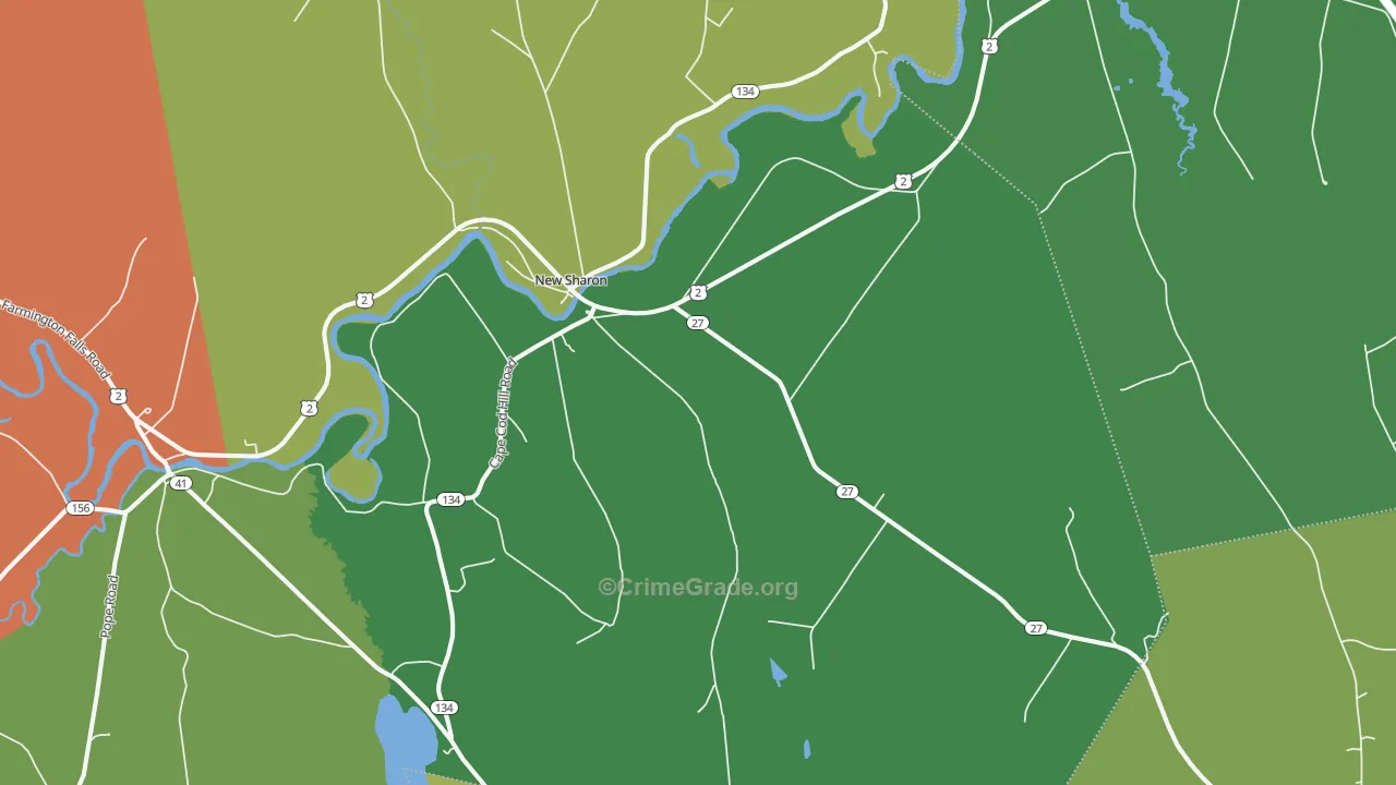 New Sharon, ME Map of Murder Rates