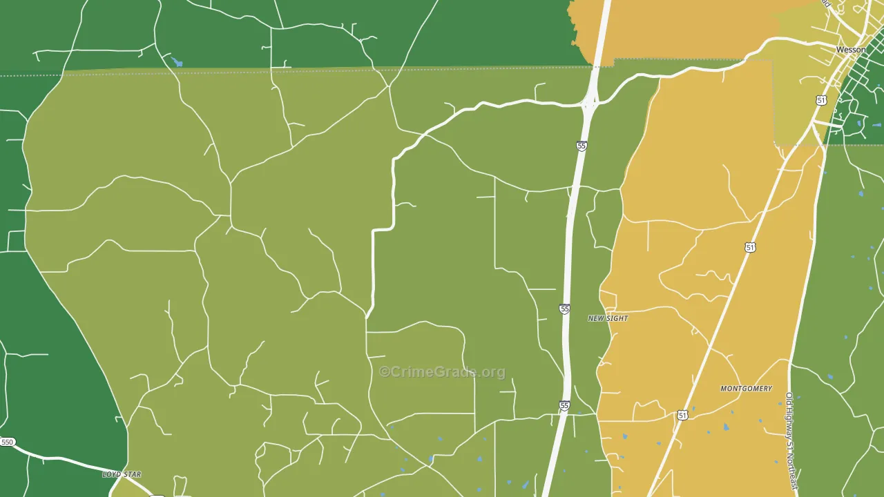 New Sight, MS Map of Murder Rates
