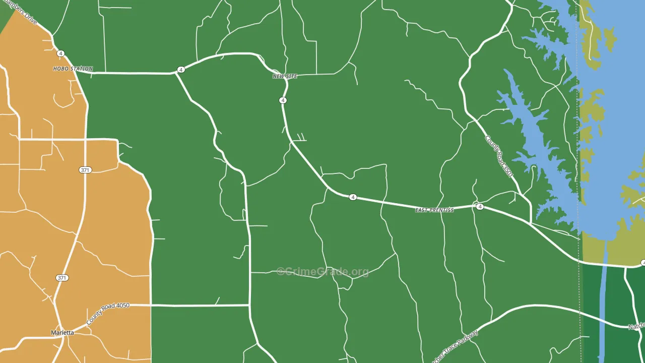 New Site, MS Map of Murder Rates