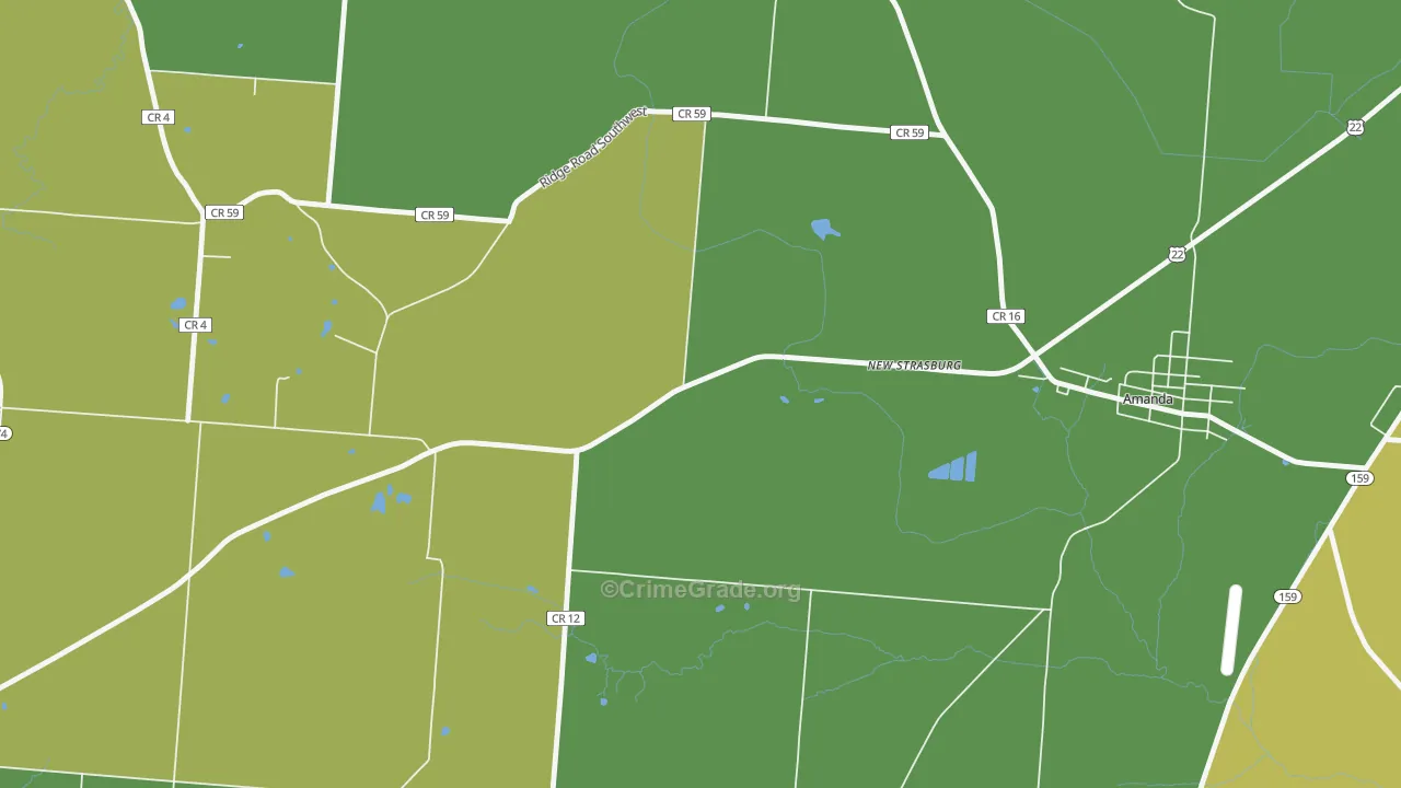 New Strasburg, OH Map of Murder Rates