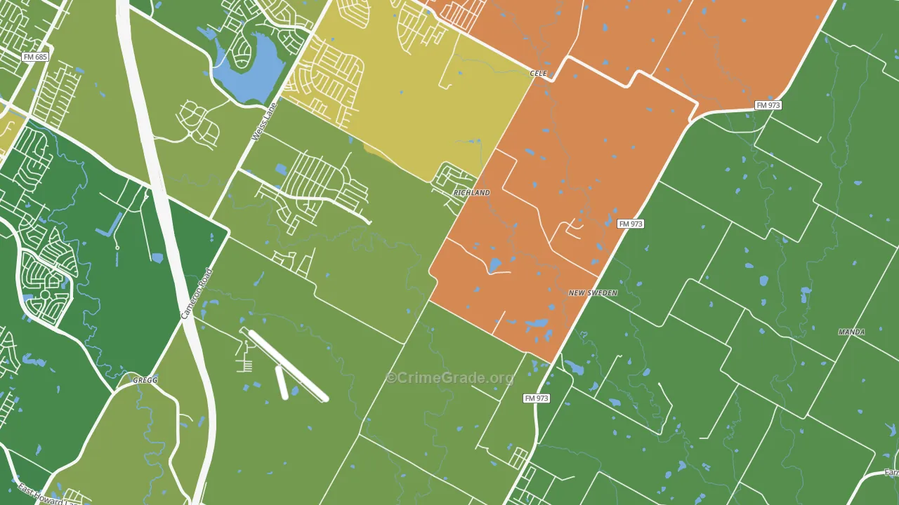 New Sweden, TX Map of Murder Rates