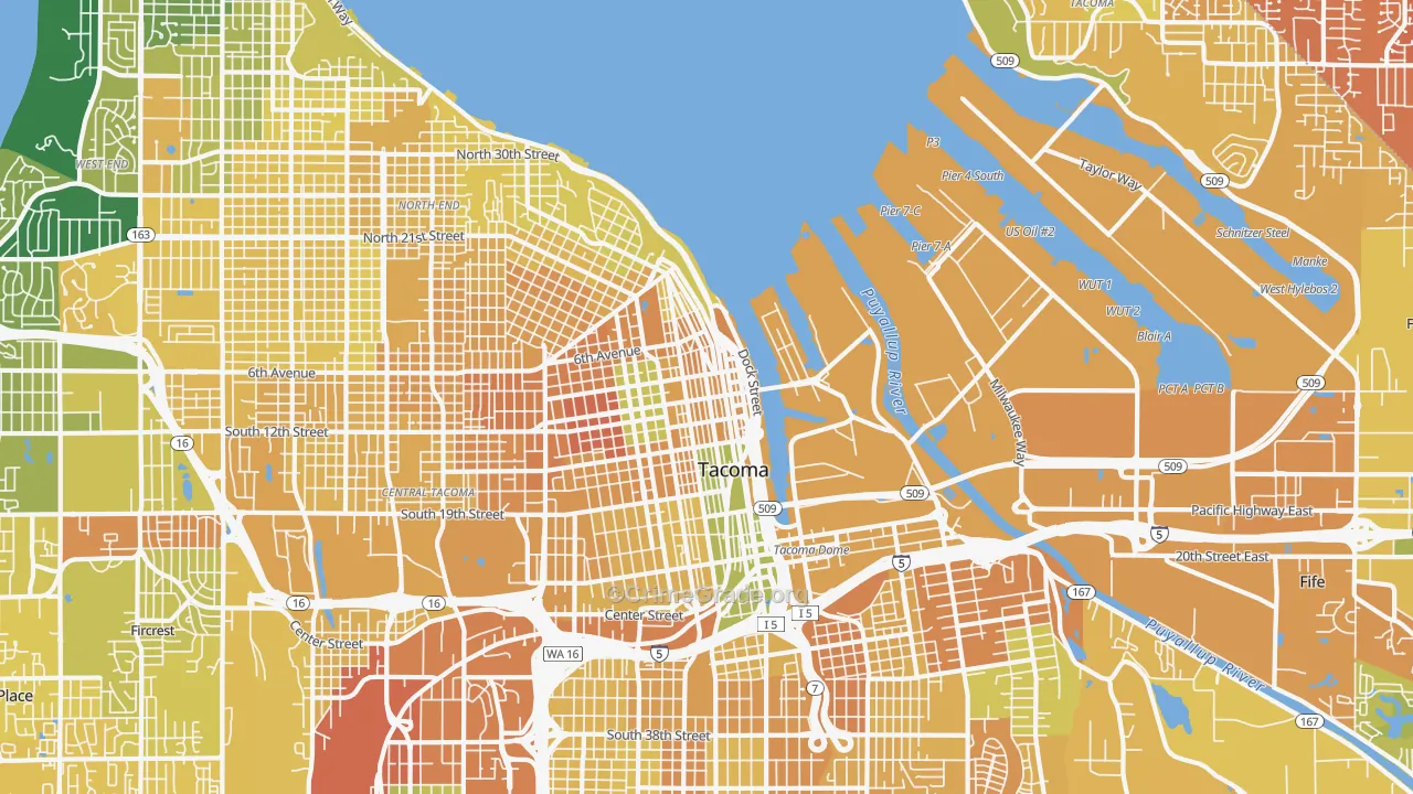 New Tacoma, Tacoma, WA Map of Murder Rates