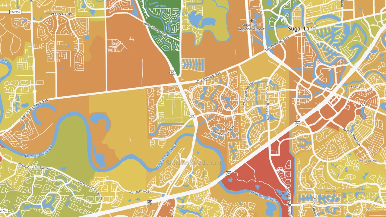 New Territory, TX Map of Murder Rates