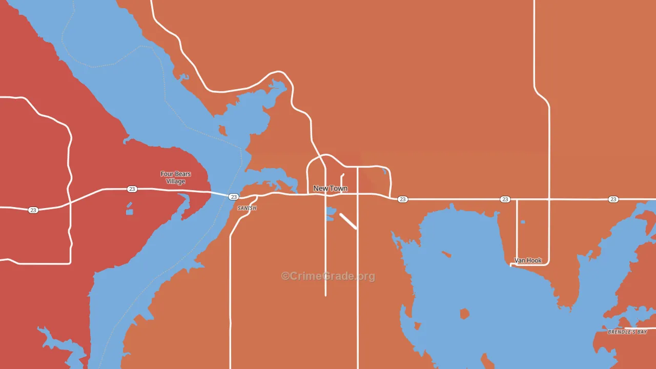 New Town, ND Map of Murder Rates