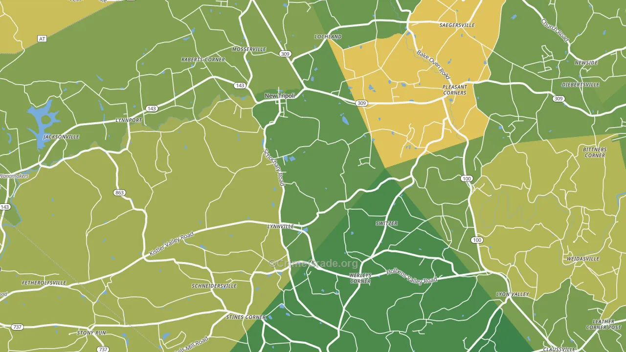 New Tripoli, PA Map of Murder Rates