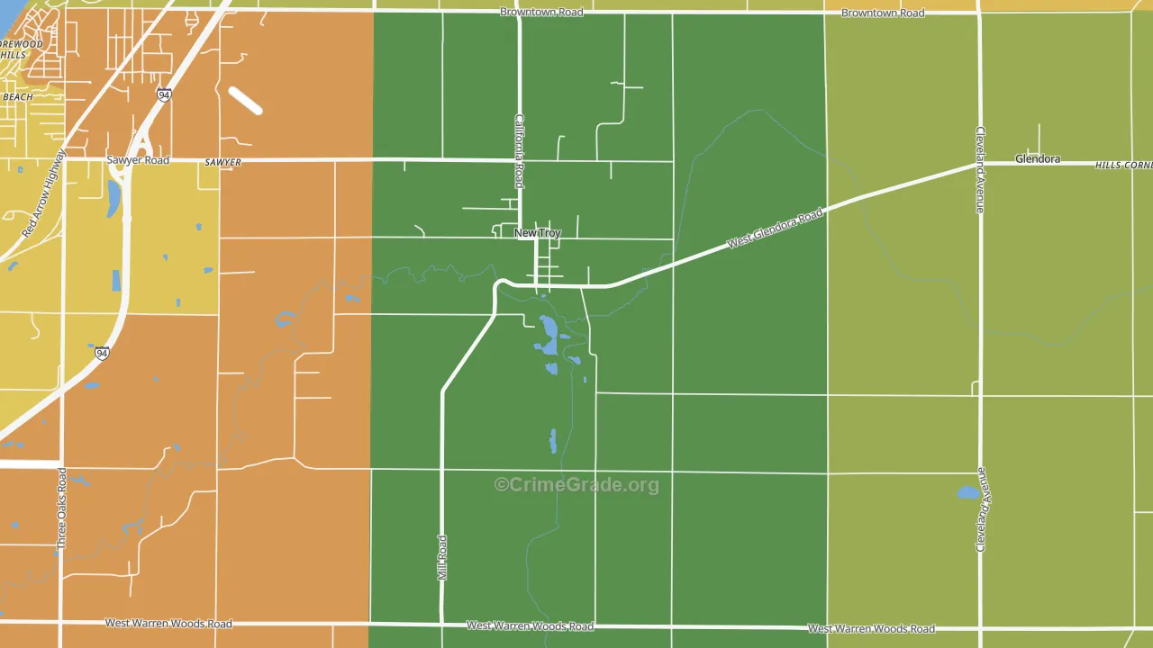 New Troy, MI Map of Murder Rates