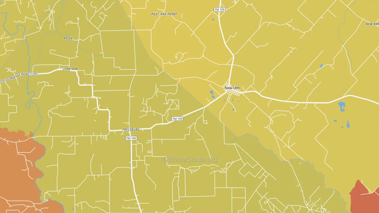 New Ulm, TX Map of Murder Rates