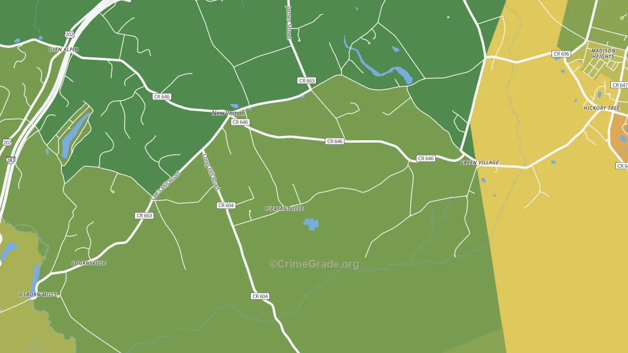 New Vernon, NJ Map of Murder Rates