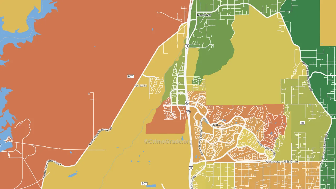 New Village, New River, AZ Map of Murder Rates