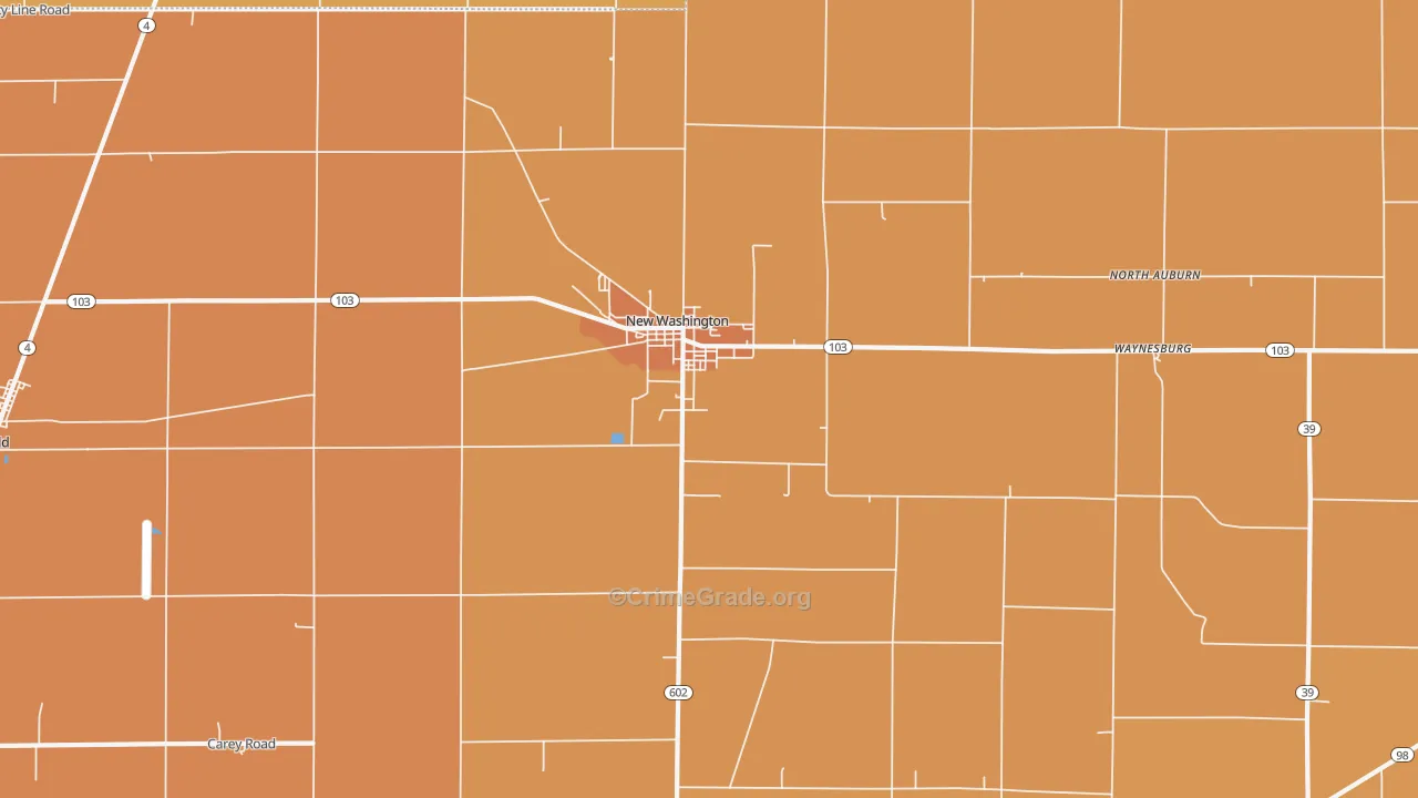 New Washington, OH Map of Murder Rates