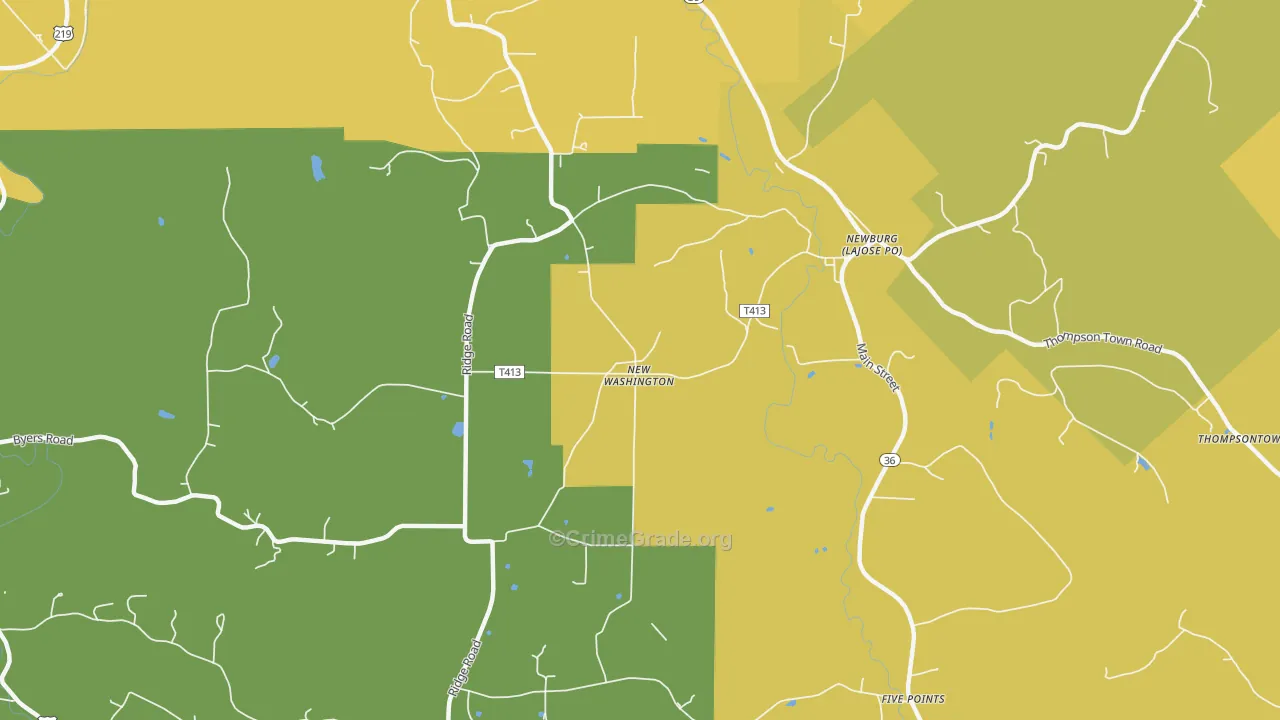 New Washington, PA Map of Murder Rates