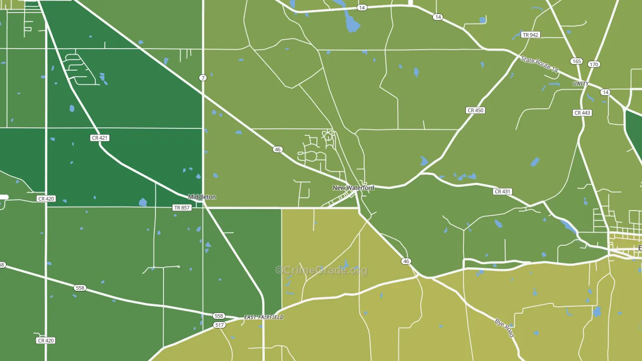 New Waterford, OH Map of Murder Rates