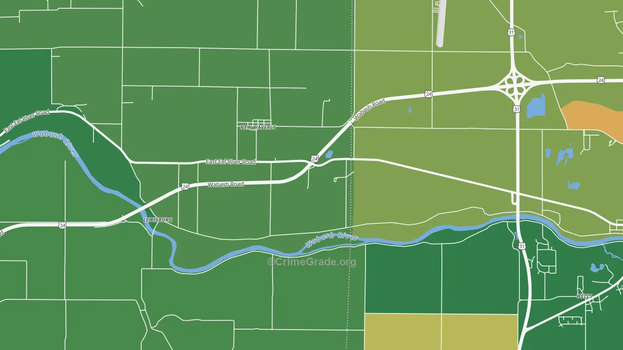 New Waverly, IN Map of Murder Rates