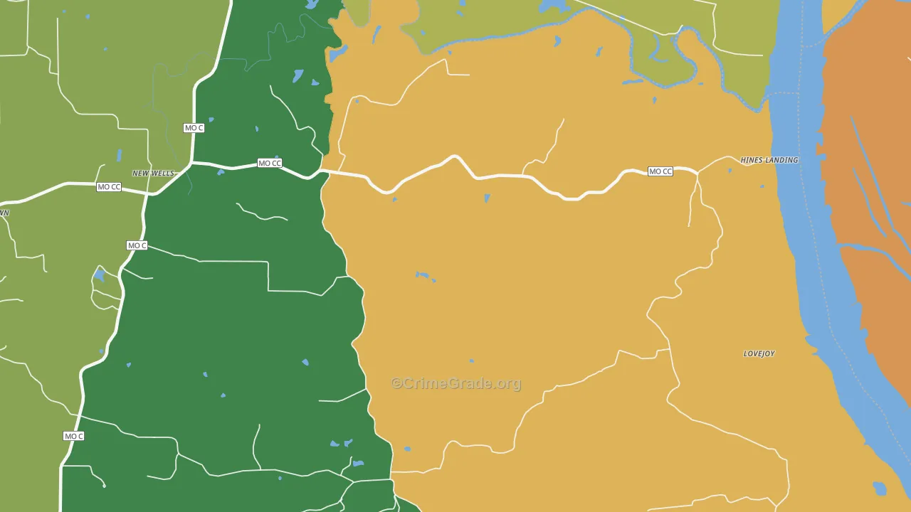 New Wells, MO Map of Murder Rates