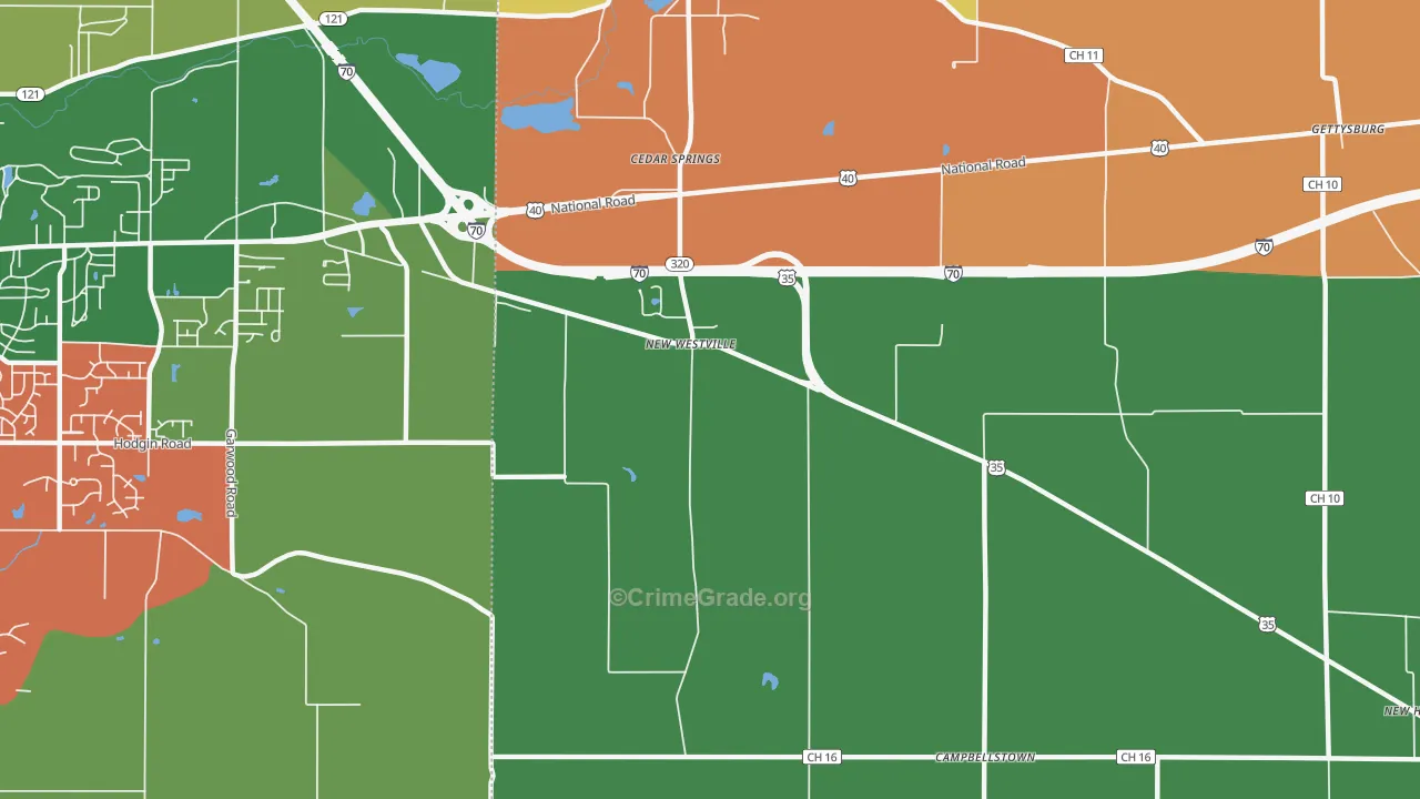 New Westville, OH Map of Murder Rates