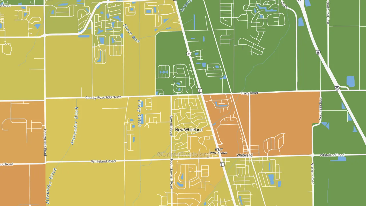 New Whiteland, IN Map of Murder Rates