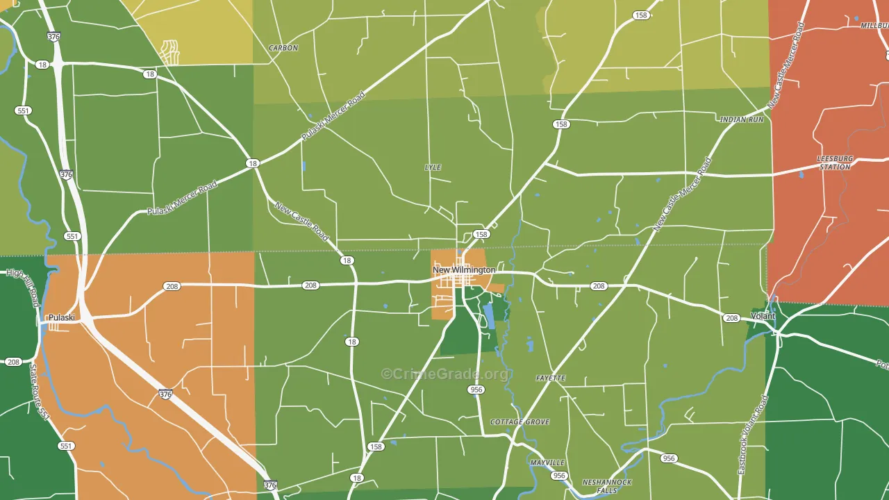 New Wilmington, PA Map of Murder Rates