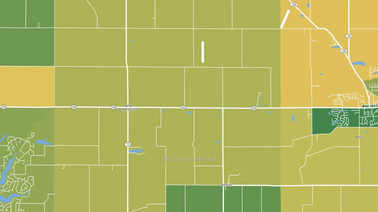New Winchester, IN Map of Murder Rates