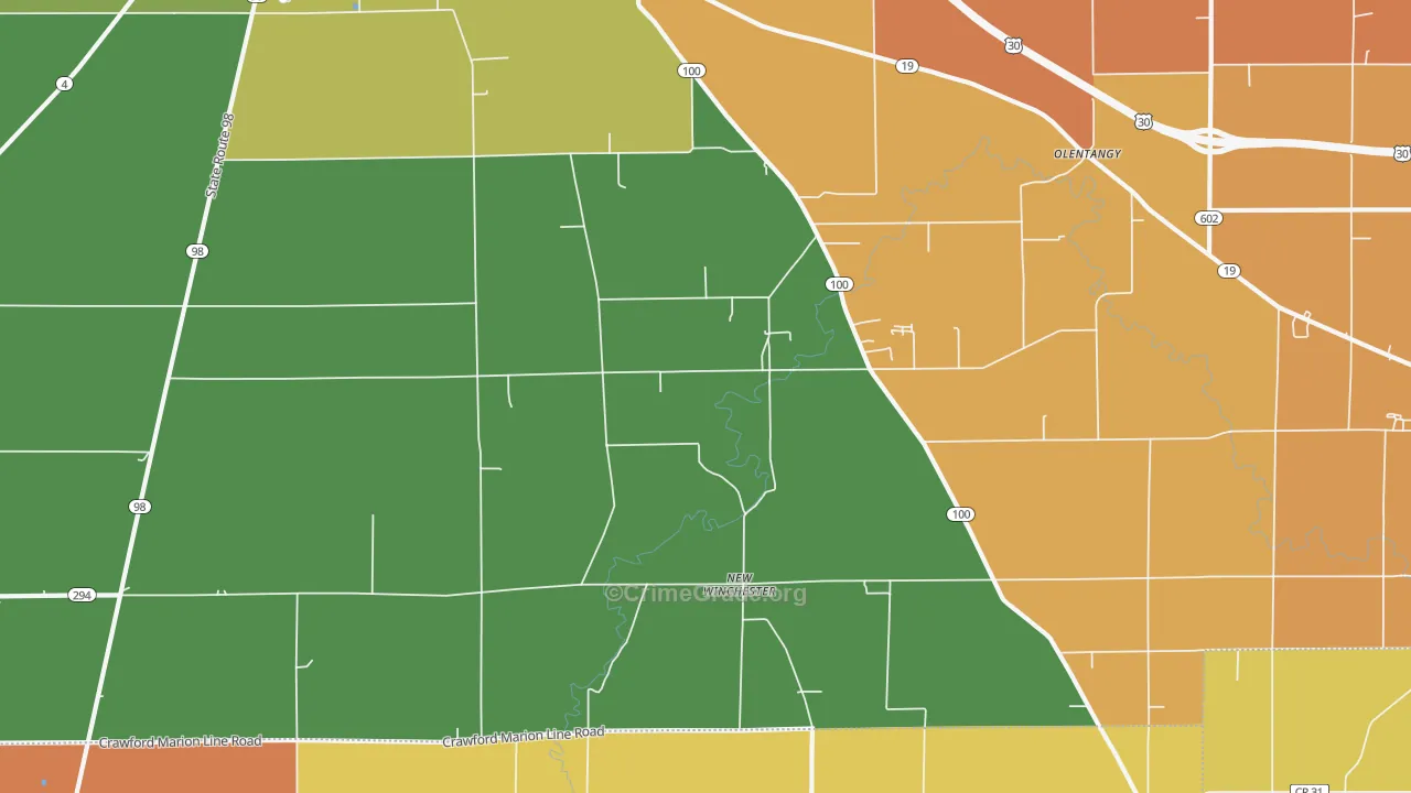 New Winchester, OH Map of Murder Rates