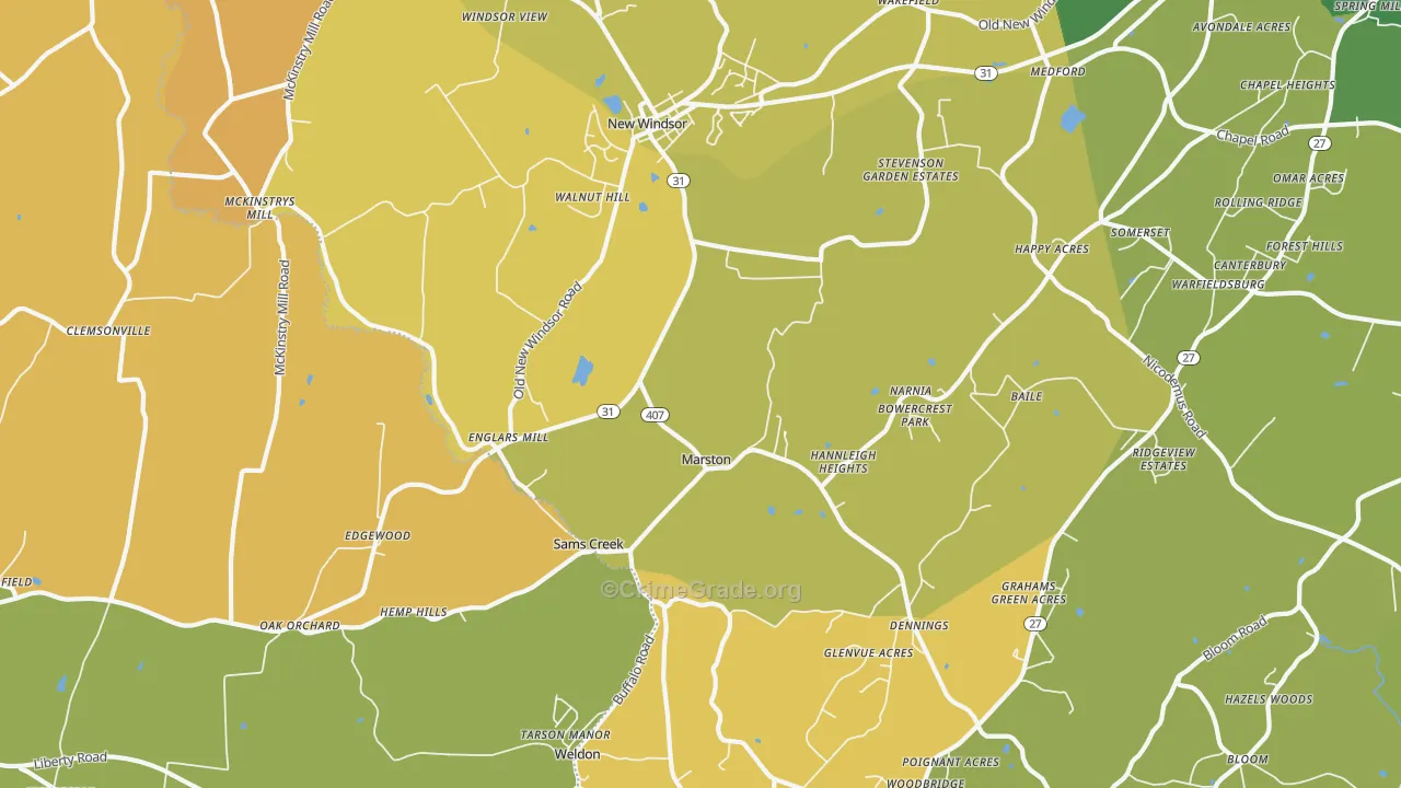 New Windsor, MD Map of Murder Rates