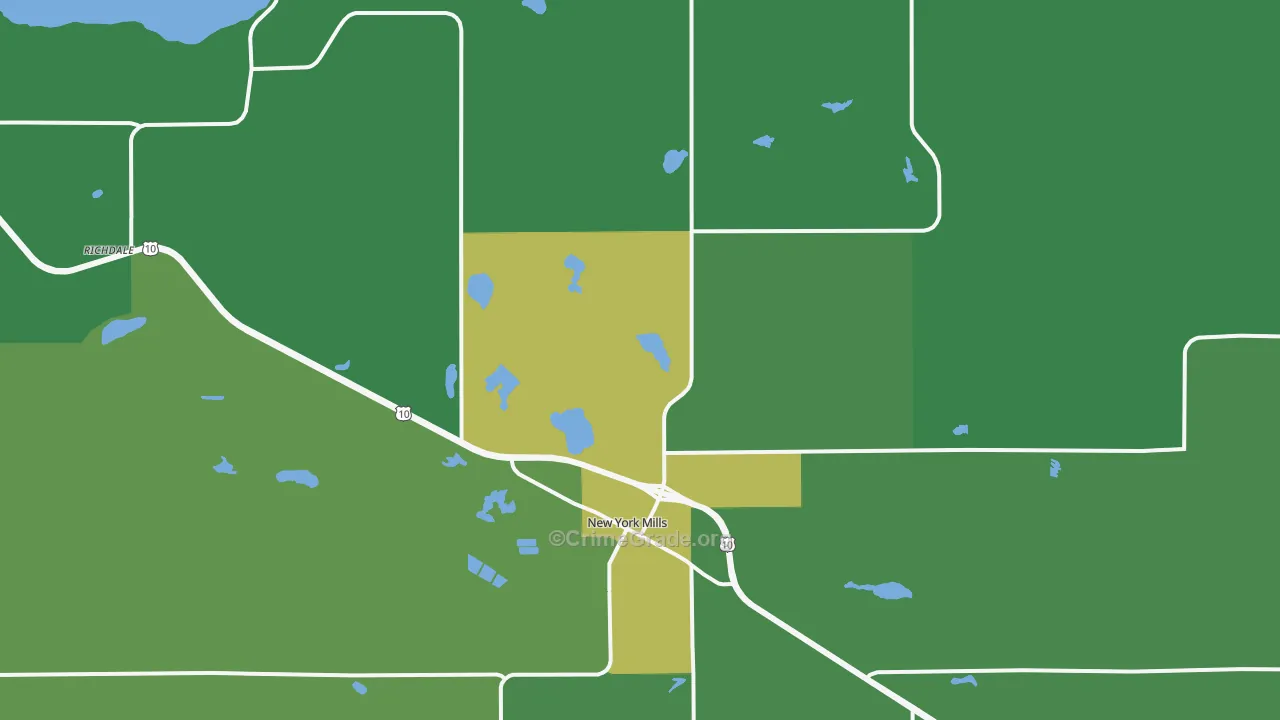 New York Mills, MN Map of Murder Rates