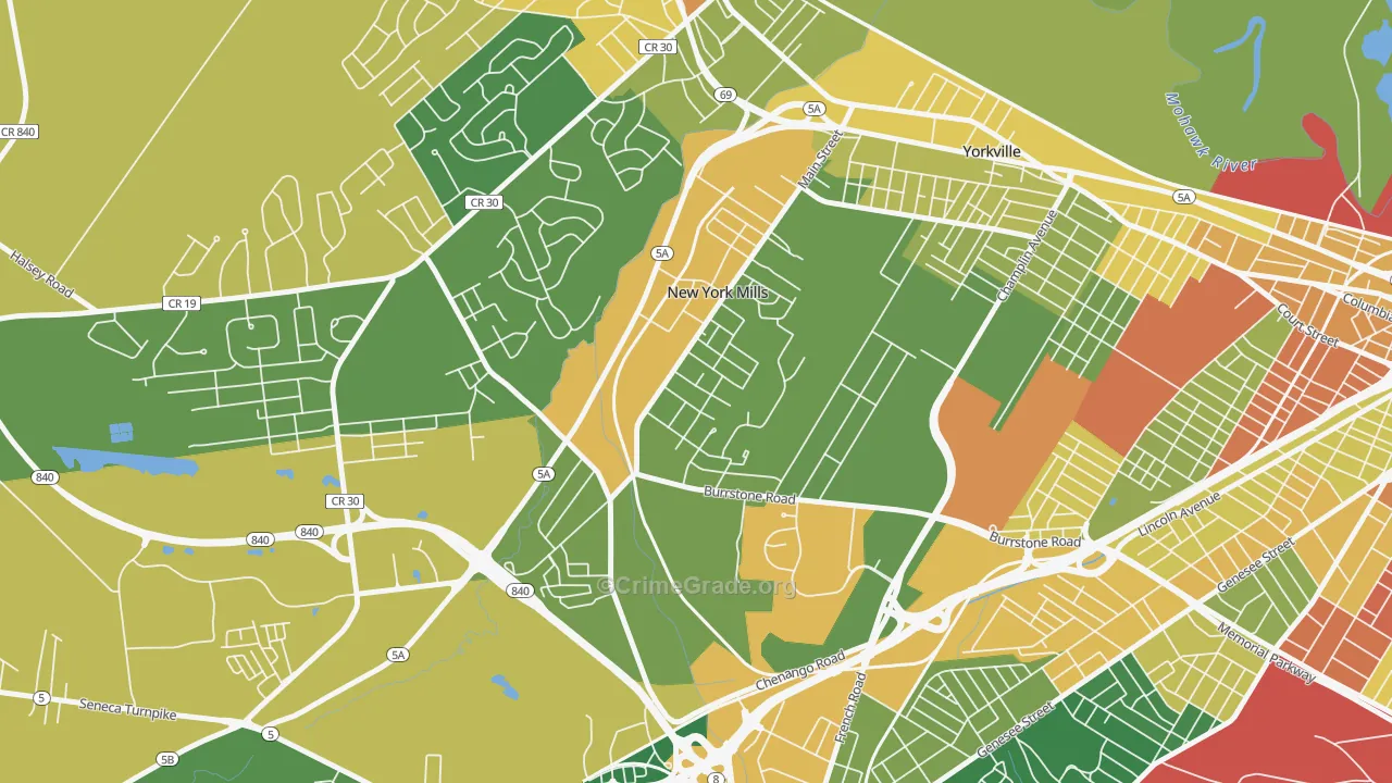 New York Mills, NY Map of Murder Rates