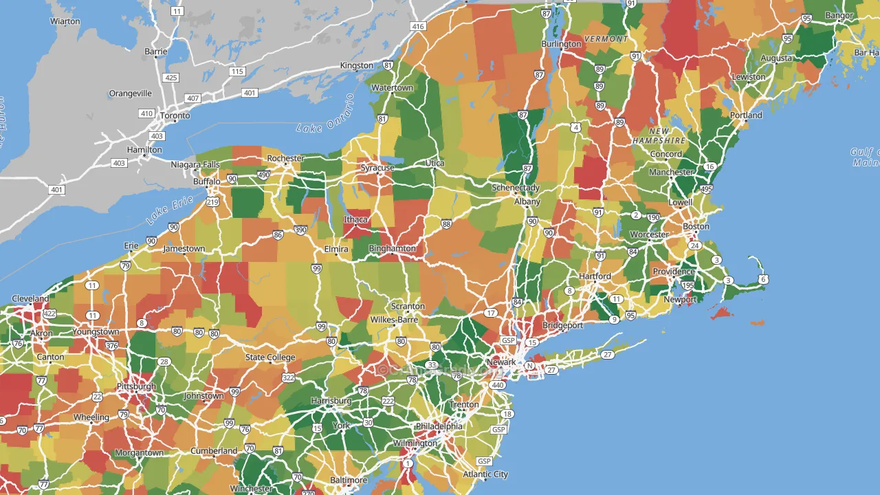 New York Map of Murder Rates