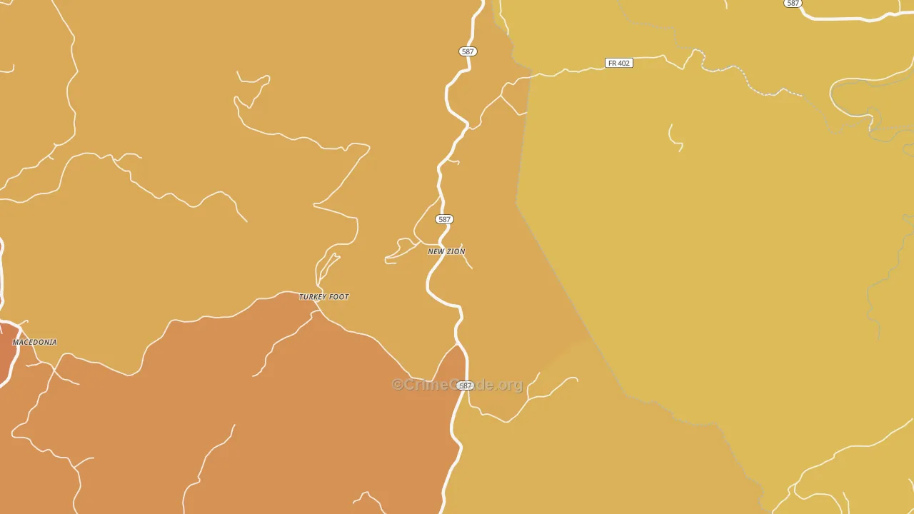 New Zion, KY Map of Murder Rates