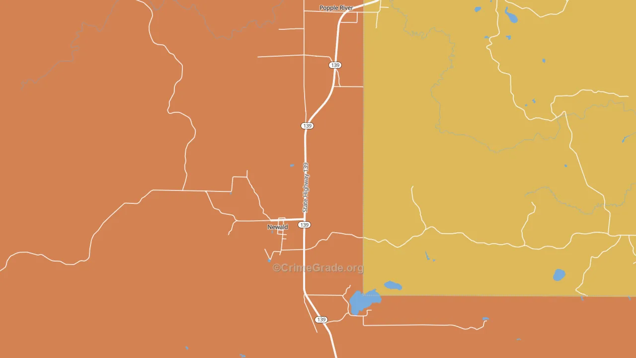 Newald, WI Map of Murder Rates