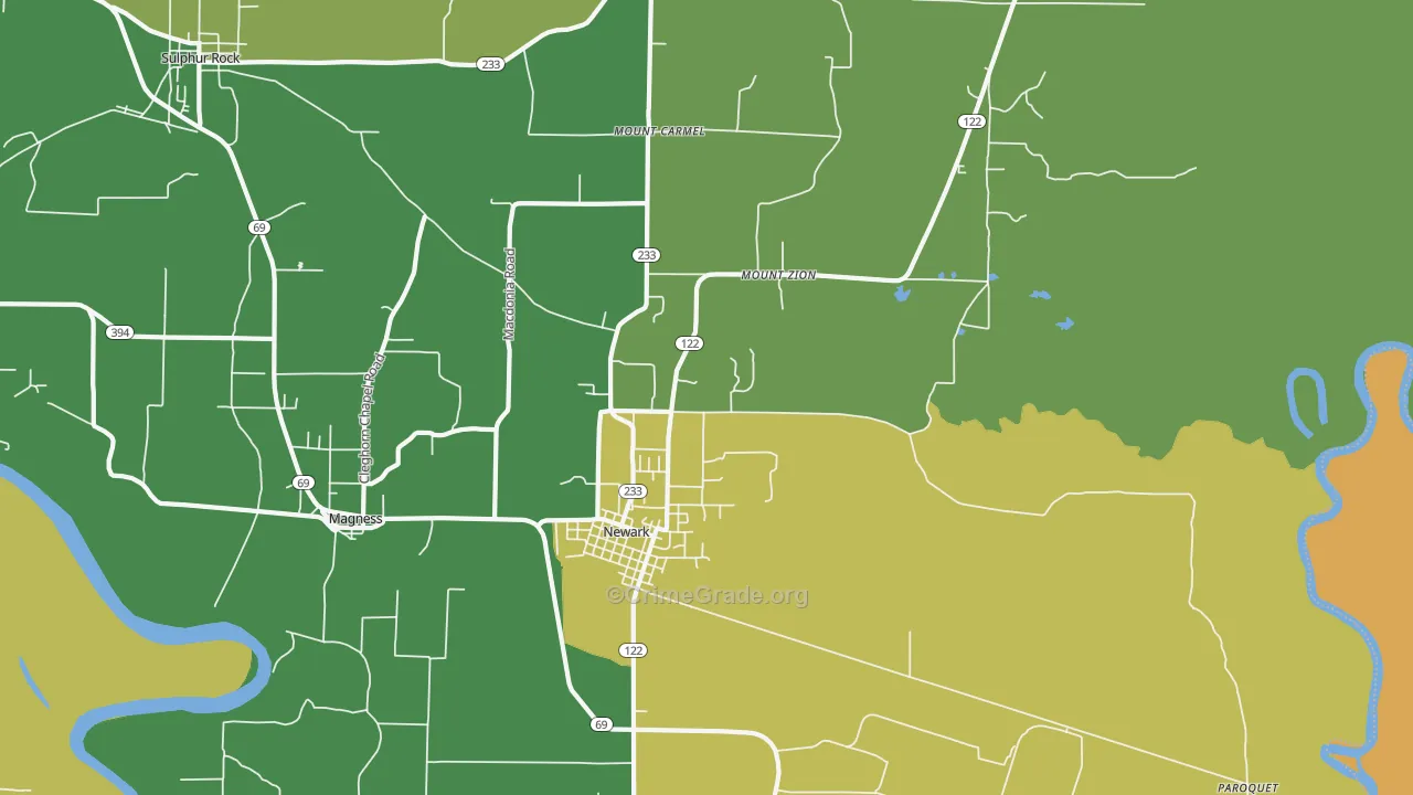Newark, AR Map of Murder Rates