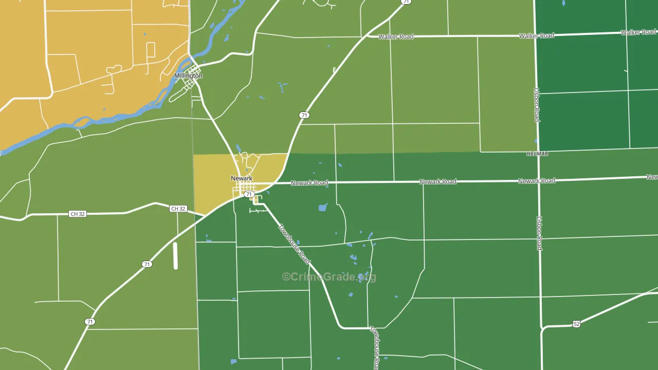Newark, IL Map of Murder Rates